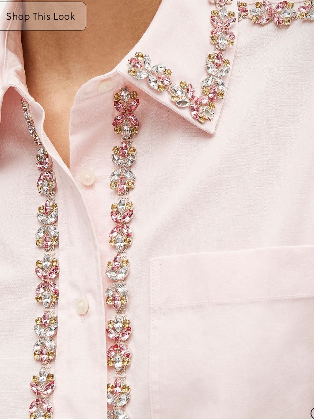 JCrew Étienne cropped button-up shirt in embellished cotton poplin NEW medium - Picture 2 of 12